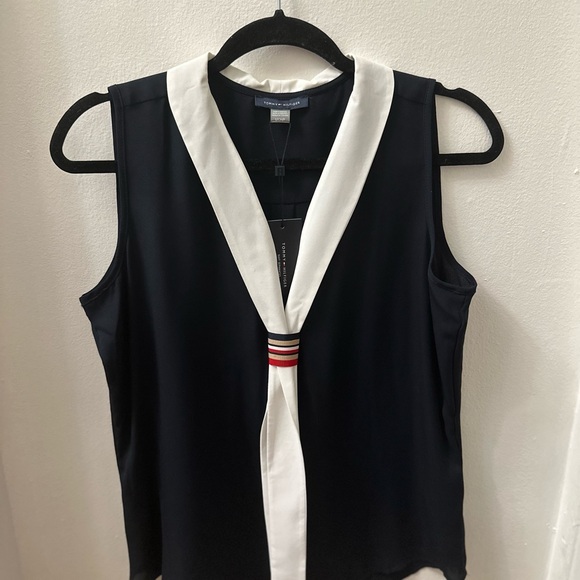 TOMMY HILFIGER | Women's Sailor-Style Tie-Neck Sleeveless Top - Picture 4 of 4